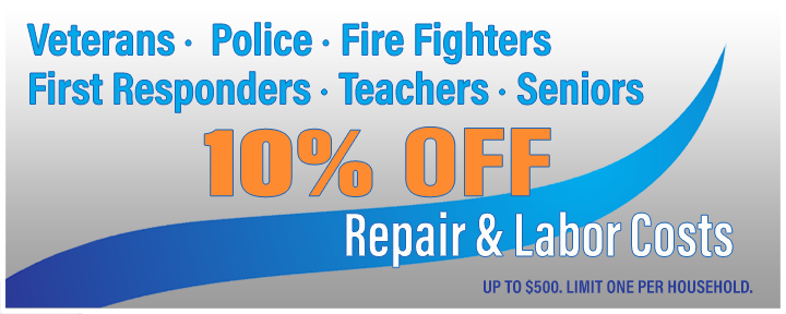 10% Off Repairs for Veterans, Police, Fire Fighters, First Responders and Teachers