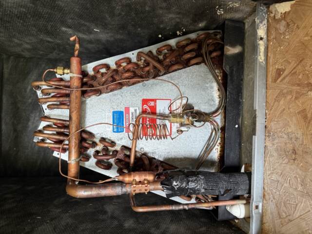 Evaporator coil inside of unit