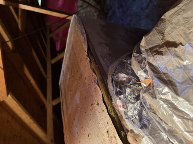 tape came loose causing air leak to attic
