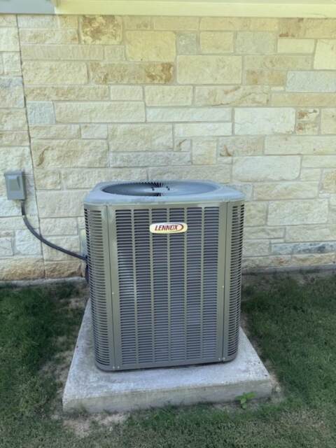 Front view of Lennox heat pump
