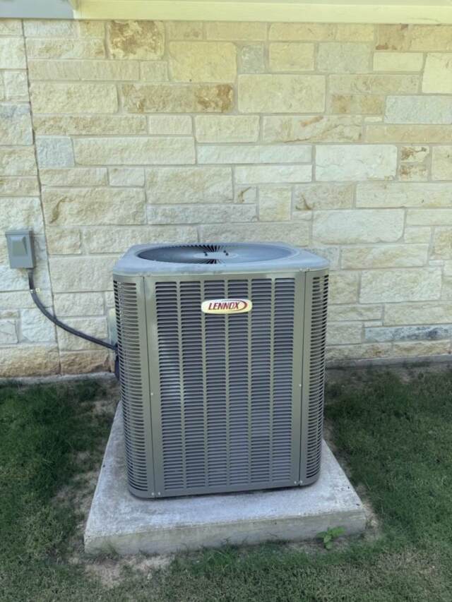 Front view of Lennox heat pump