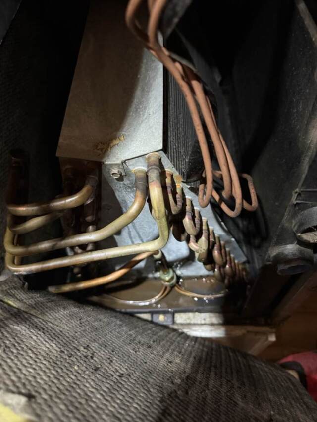 Insided the airhandler looking at the evaporator coil