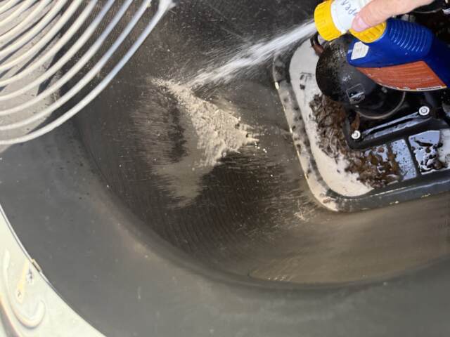 foam washing the heat pump from inside out