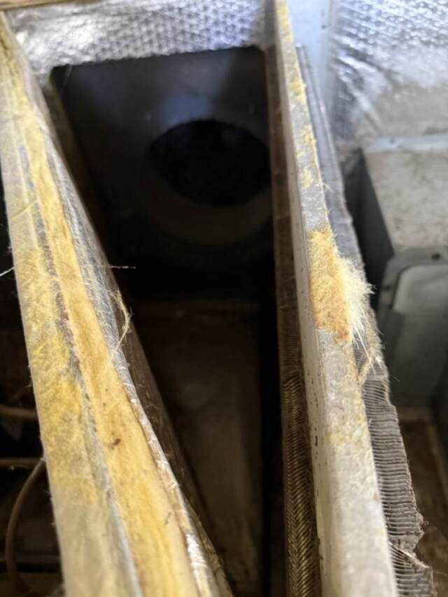 A look inside the package unit at the return duct