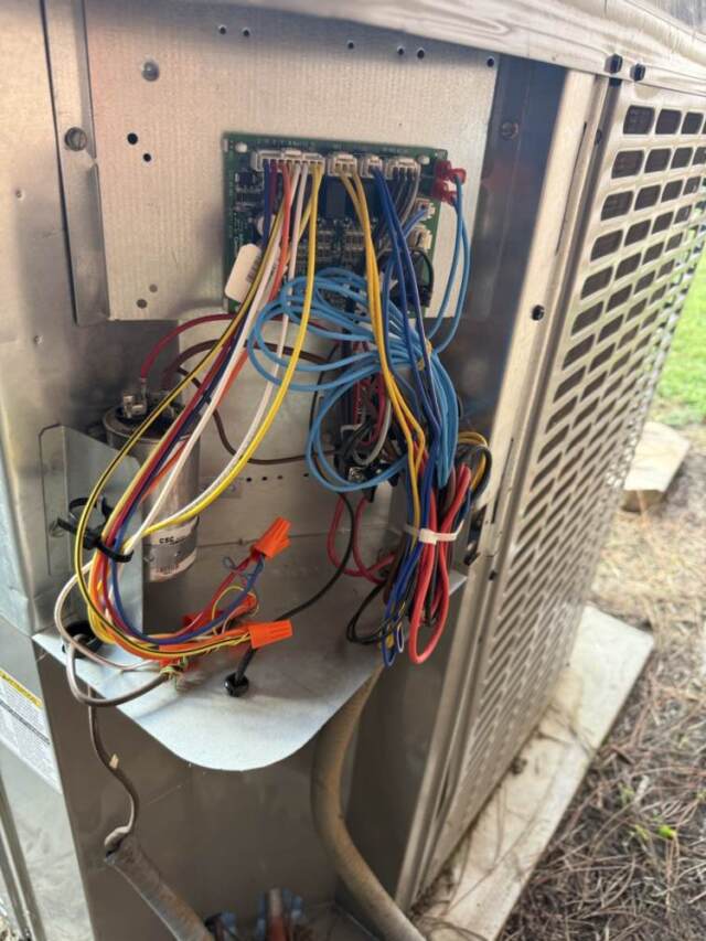 A peek inside the control compartment of the outside a/c unit