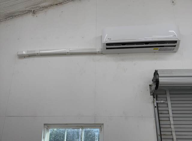 View from inside the shop after the installation