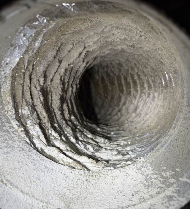 One of the dirty ducts before it was cleaned.