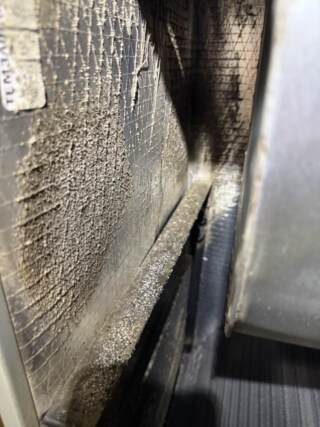 This shows the inside of the unit covered in a biological growth