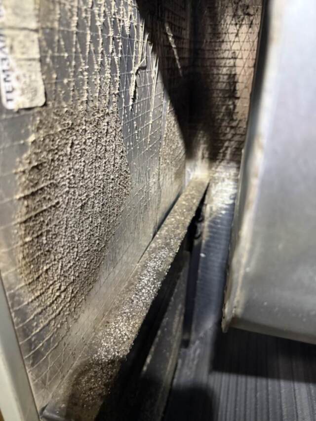 This shows the inside of the unit covered in a biological growth