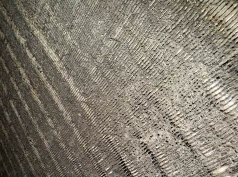 Evaporator coil before cleaning, you can see the dust and hair on the coil