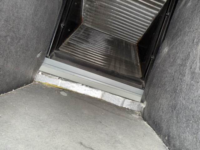 looking inside the return plenum showing the return side of the evaporator coil