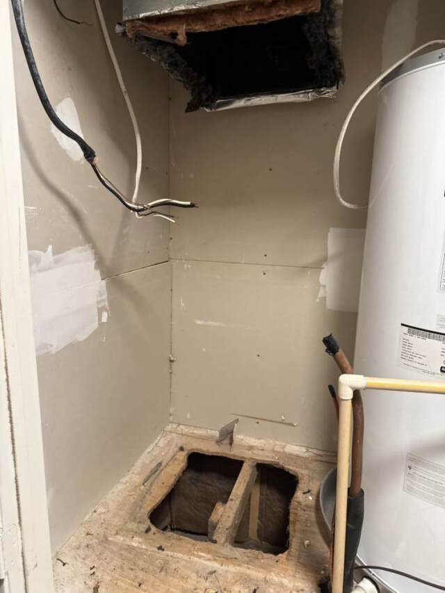 Old indoor unit removed from closet