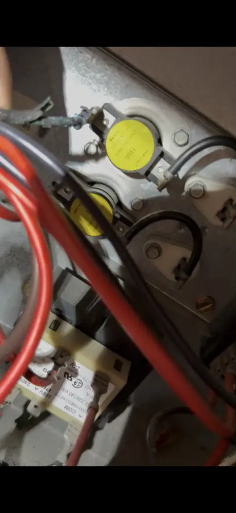 This picture shows a burned wire resulting in one of the elements to not work.