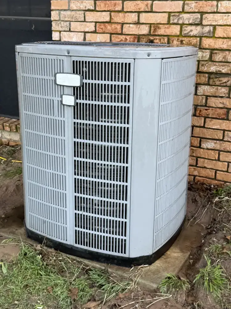 The outdoor heat pump after it was cleaned up.