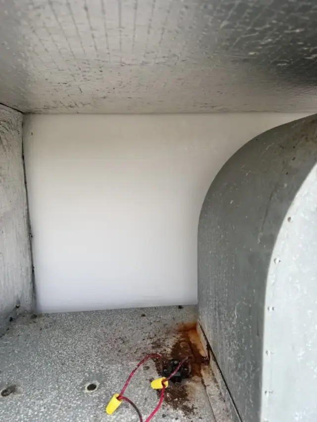 This is a frozen coil which is what happens when the blower motor fails and the ac continues to run.