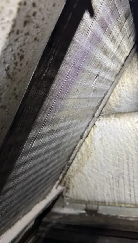 Evaporator coil after cleaning, no more black grime