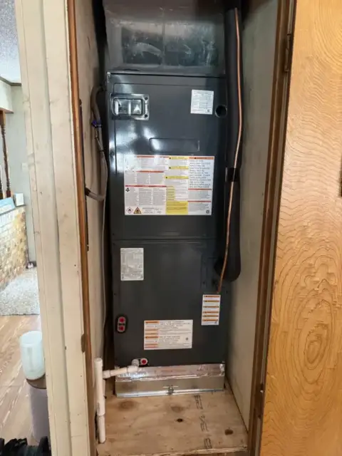 new indoor airhandler in closet